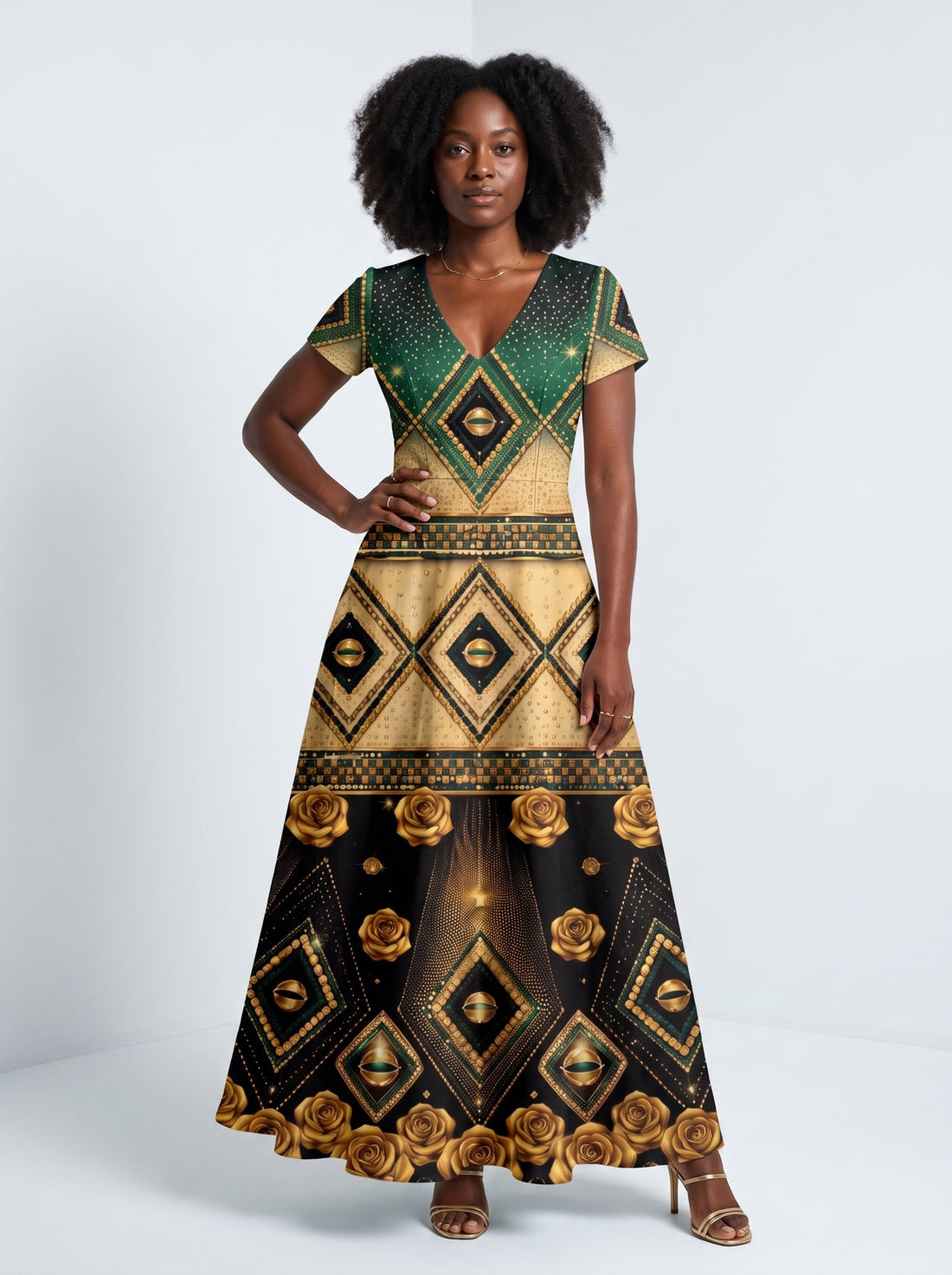 "Kifalme" Short Sleeve Maxi Dress