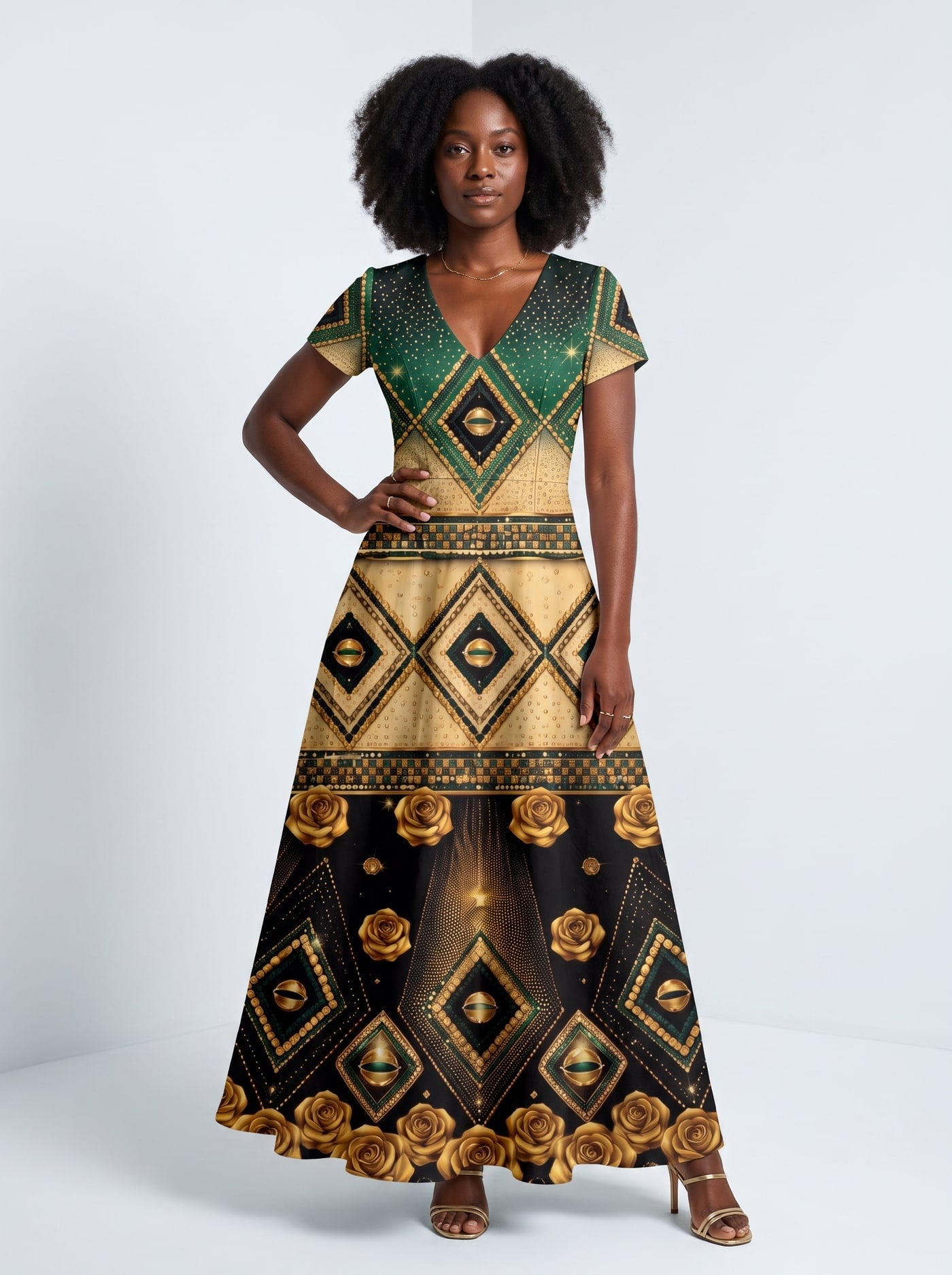 "Kifalme" Short Sleeve Maxi Dress