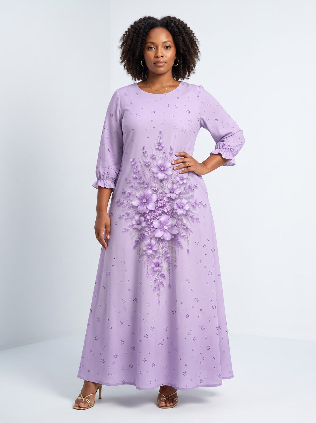 "Zambarau" Long Sleeve Maxi Dress
