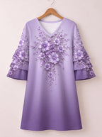 "Zambarau" Stacked Ruffle Sleeve Dress