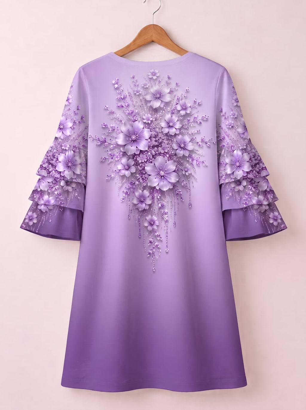 "Zambarau" Stacked Ruffle Sleeve Dress