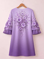 "Zambarau" Stacked Ruffle Sleeve Dress