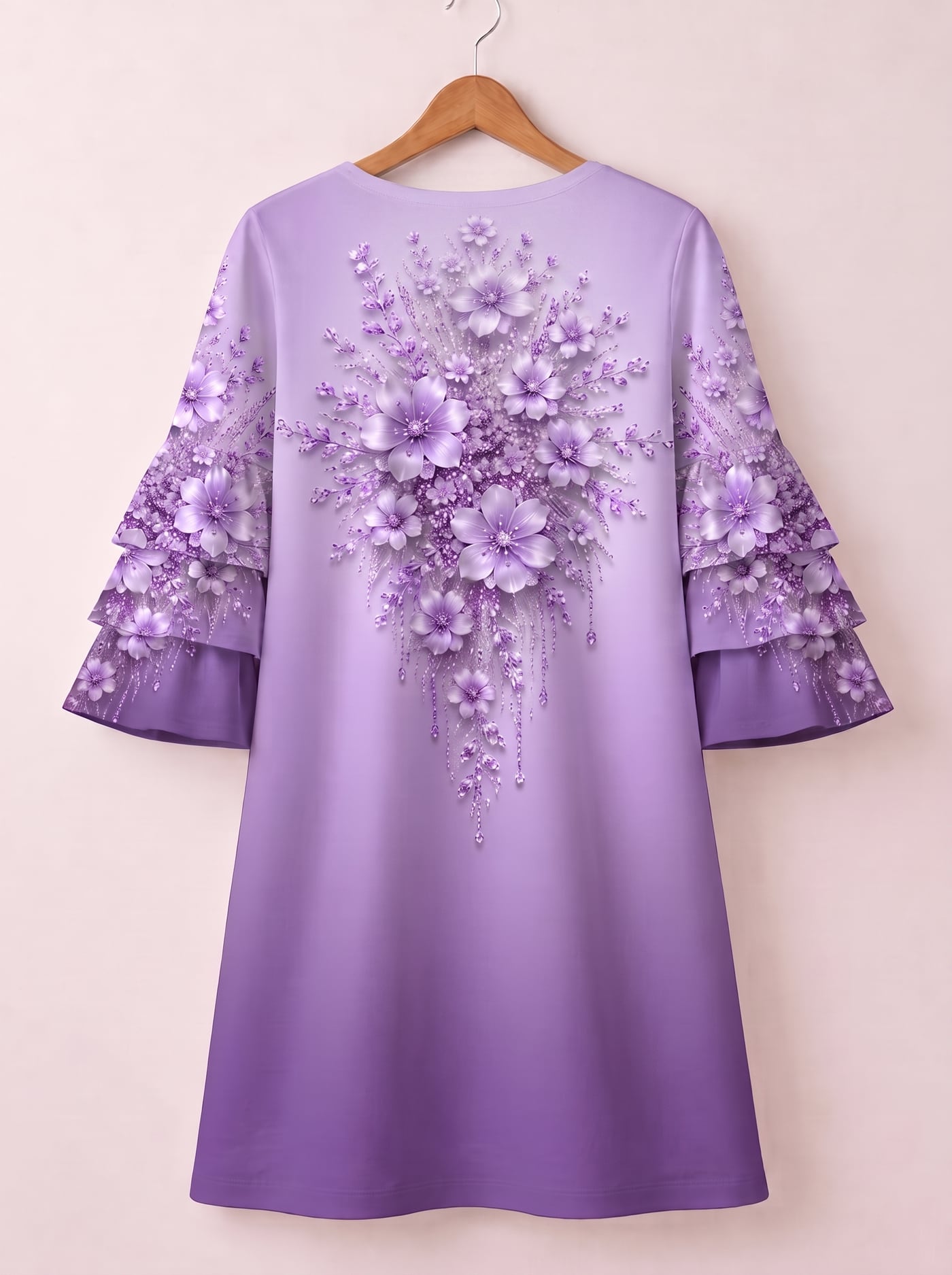 "Zambarau" Stacked Ruffle Sleeve Dress