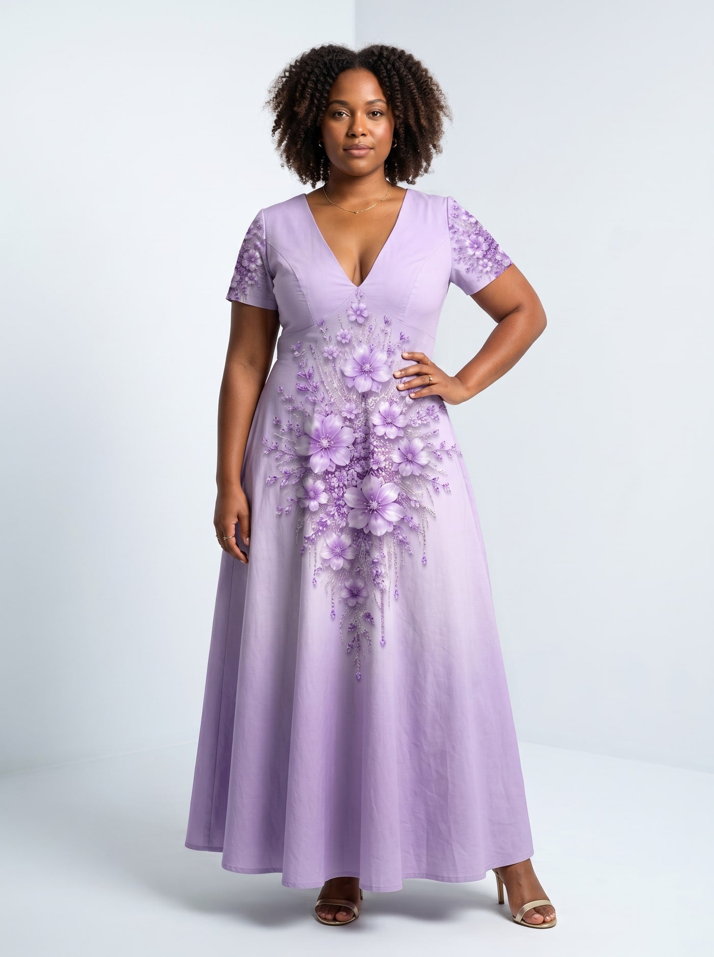 "Zambarau" Short Sleeve Maxi Dress