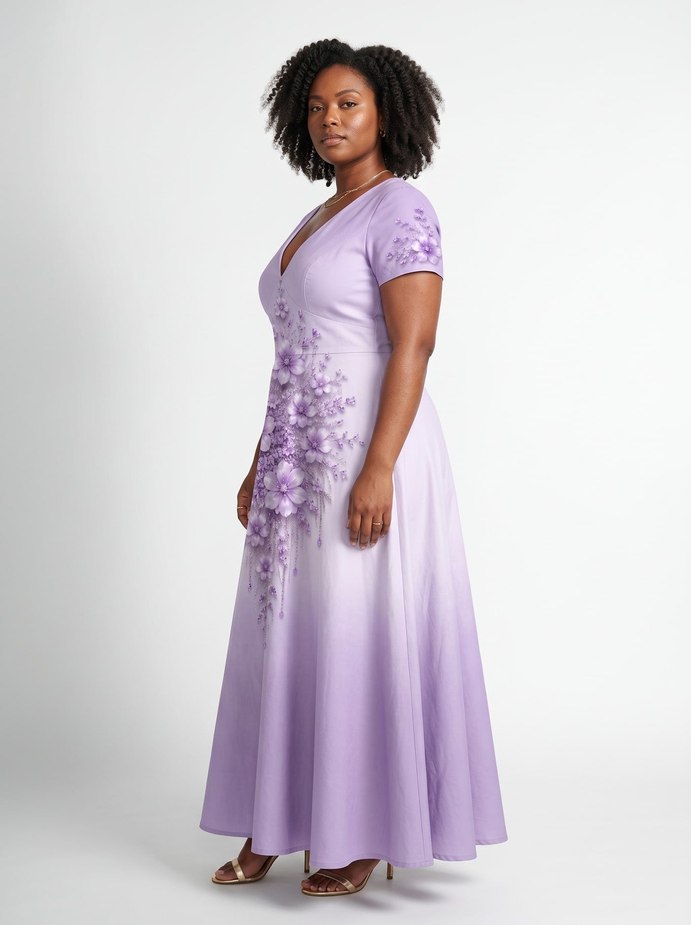 "Zambarau" Short Sleeve Maxi Dress