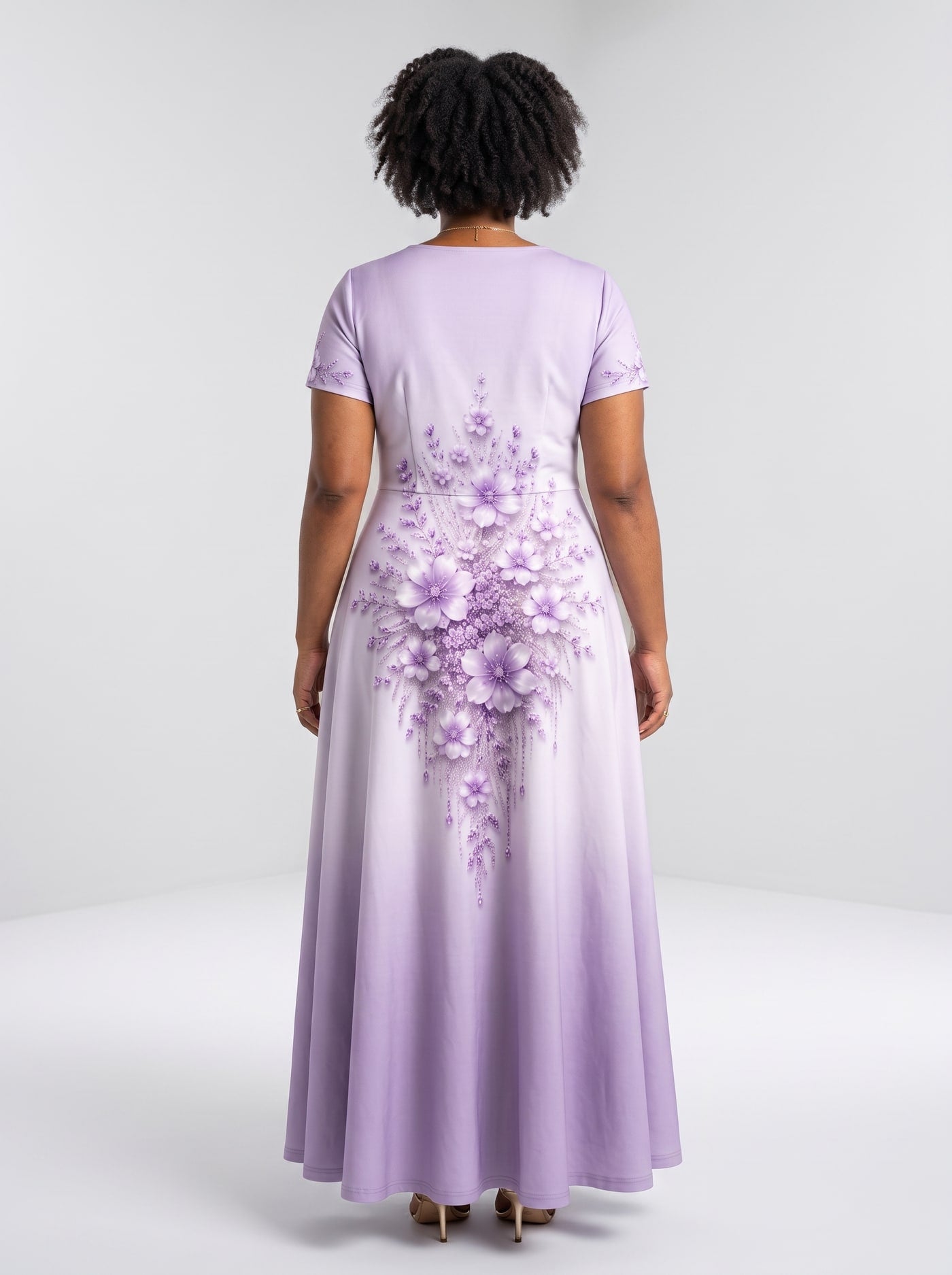 "Zambarau" Short Sleeve Maxi Dress