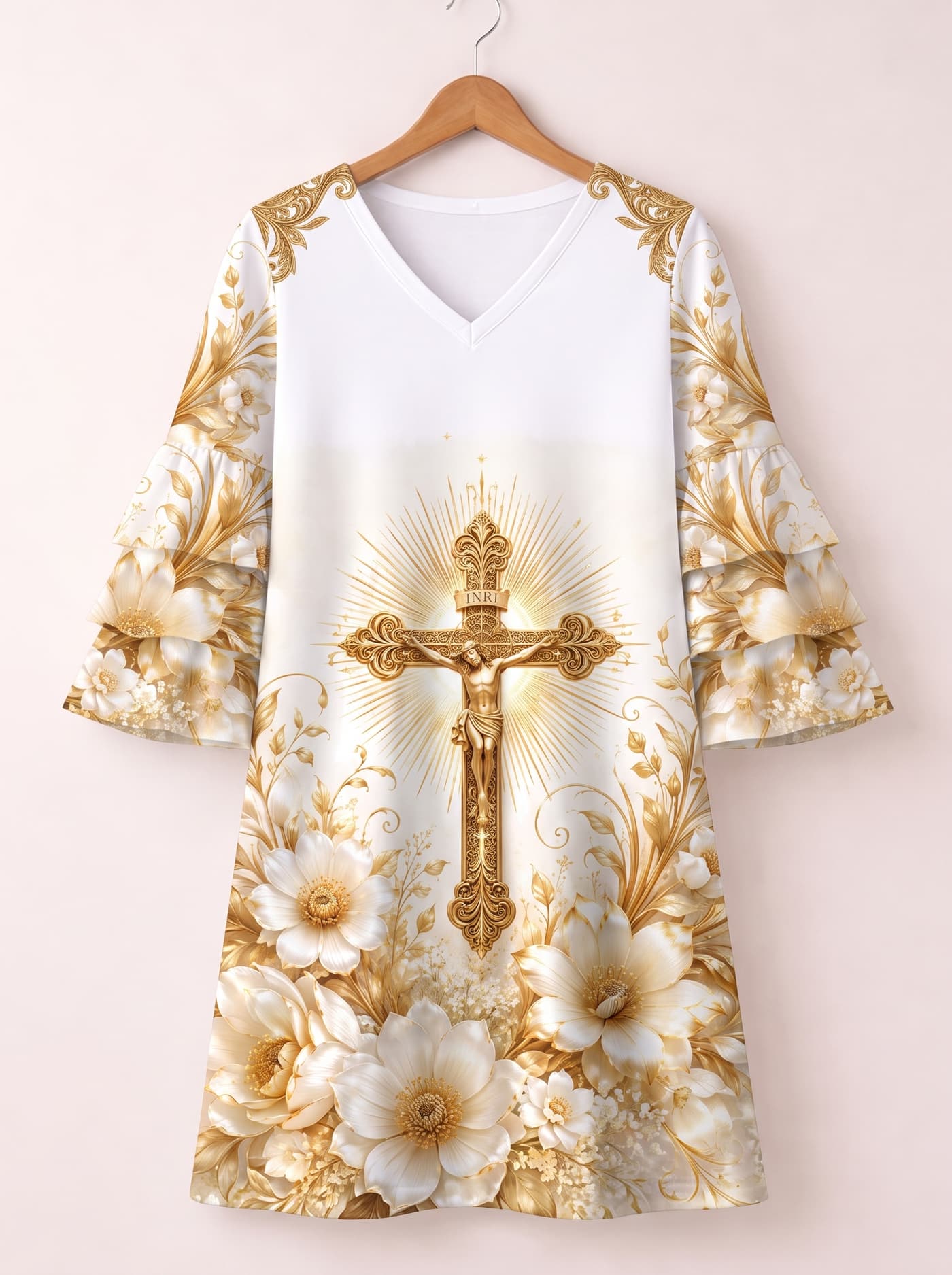"Msalaba" Stacked Ruffle Sleeve Dress