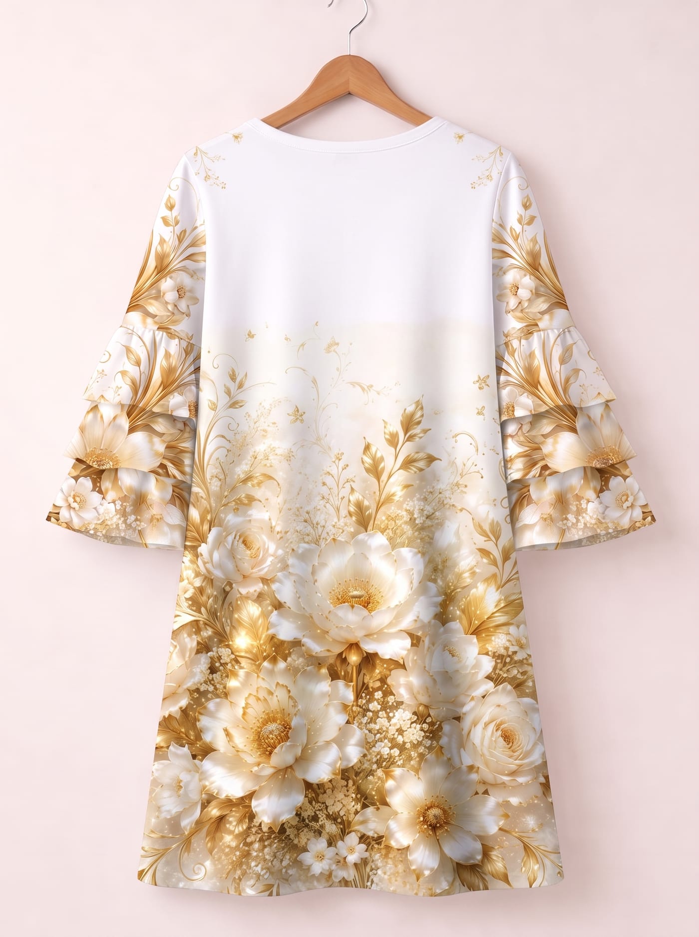 "Msalaba" Stacked Ruffle Sleeve Dress