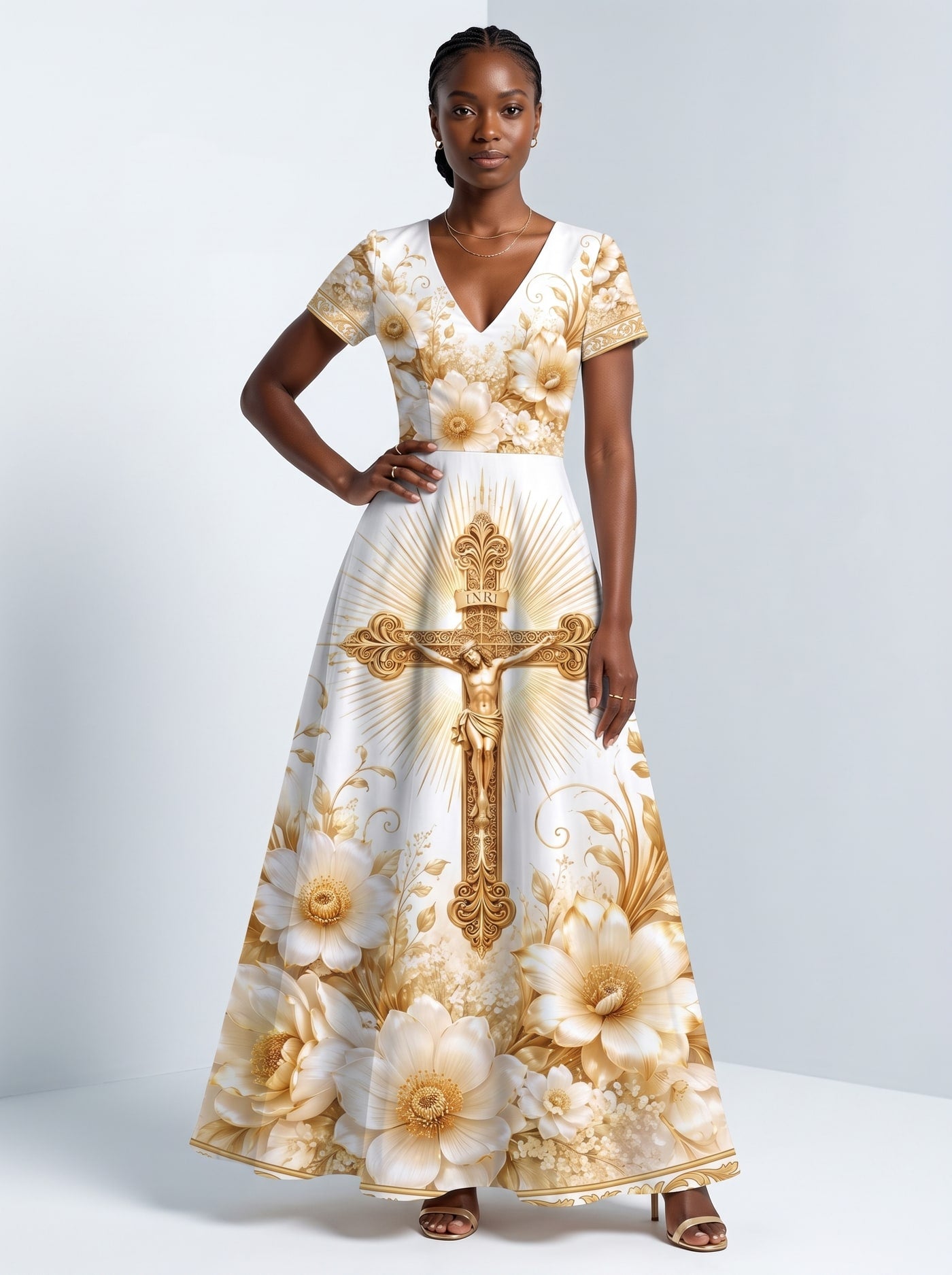 "Msalaba" Short Sleeve Maxi Dress
