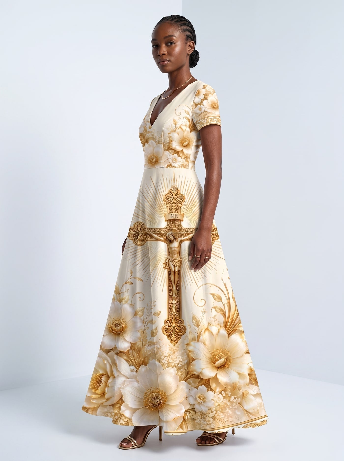 "Msalaba" Short Sleeve Maxi Dress