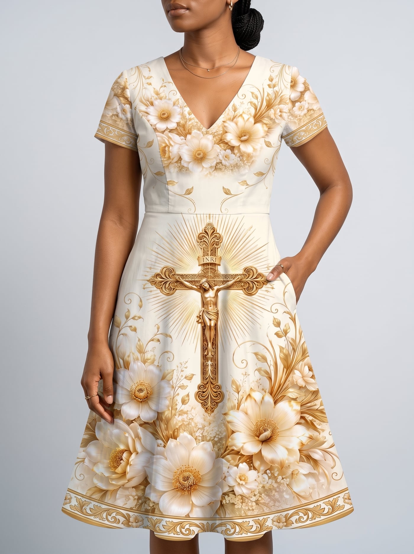 "Msalaba" Short Sleeve Maxi Dress