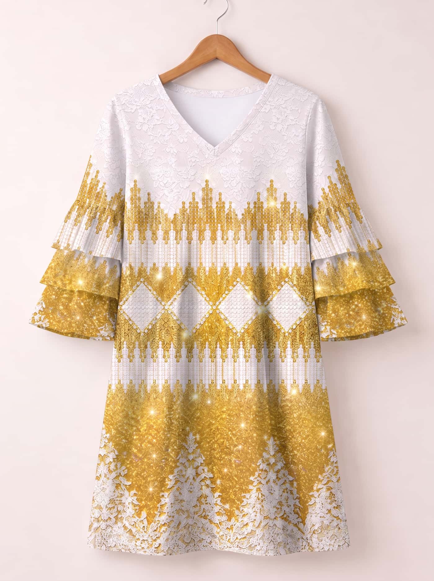 "Mwangaza" Stacked Ruffle Sleeve Dress