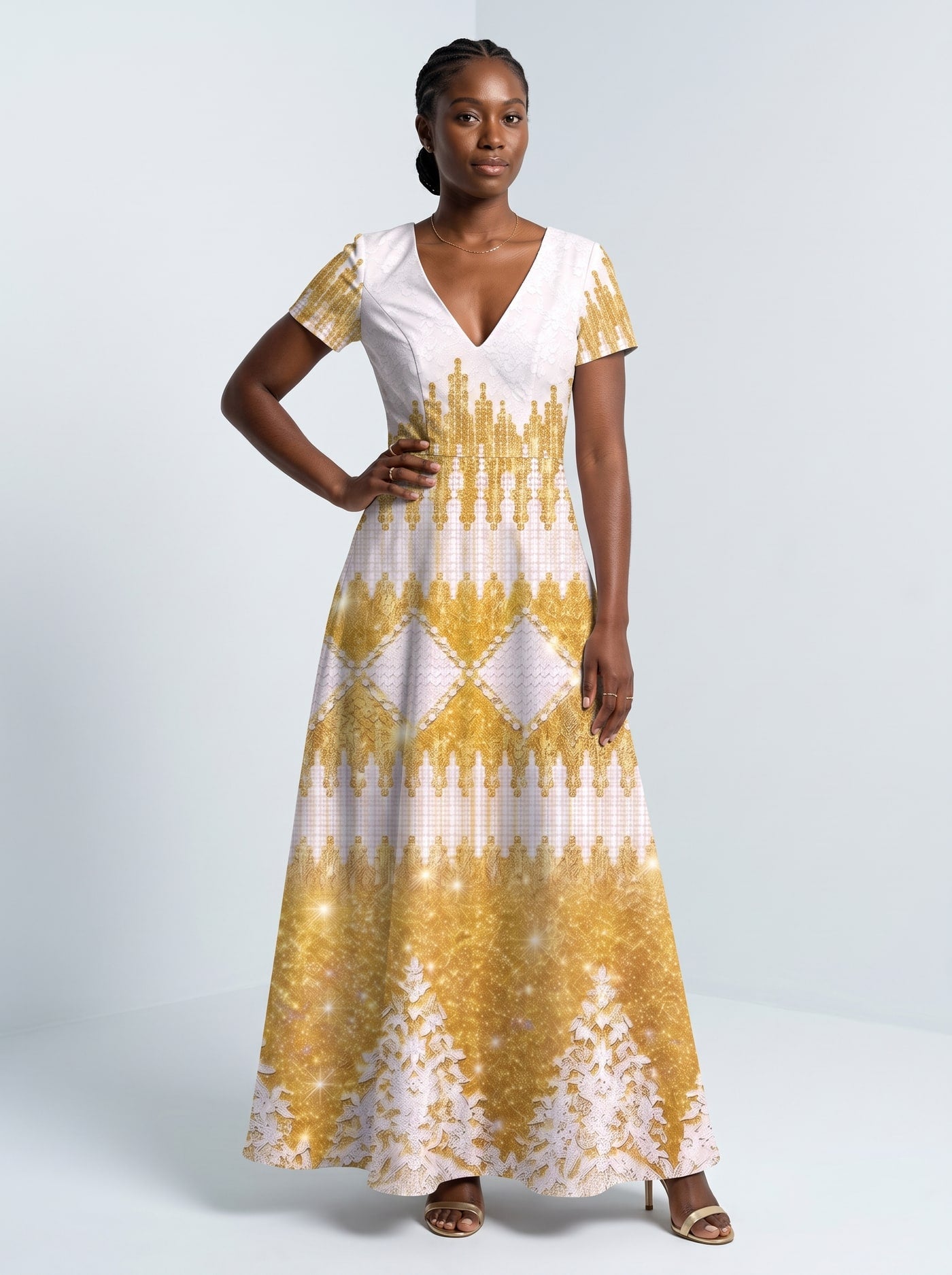 "Mwangaza" Short Sleeve Maxi Dress