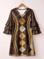 "Fataki" Stacked Ruffle Sleeve Dress