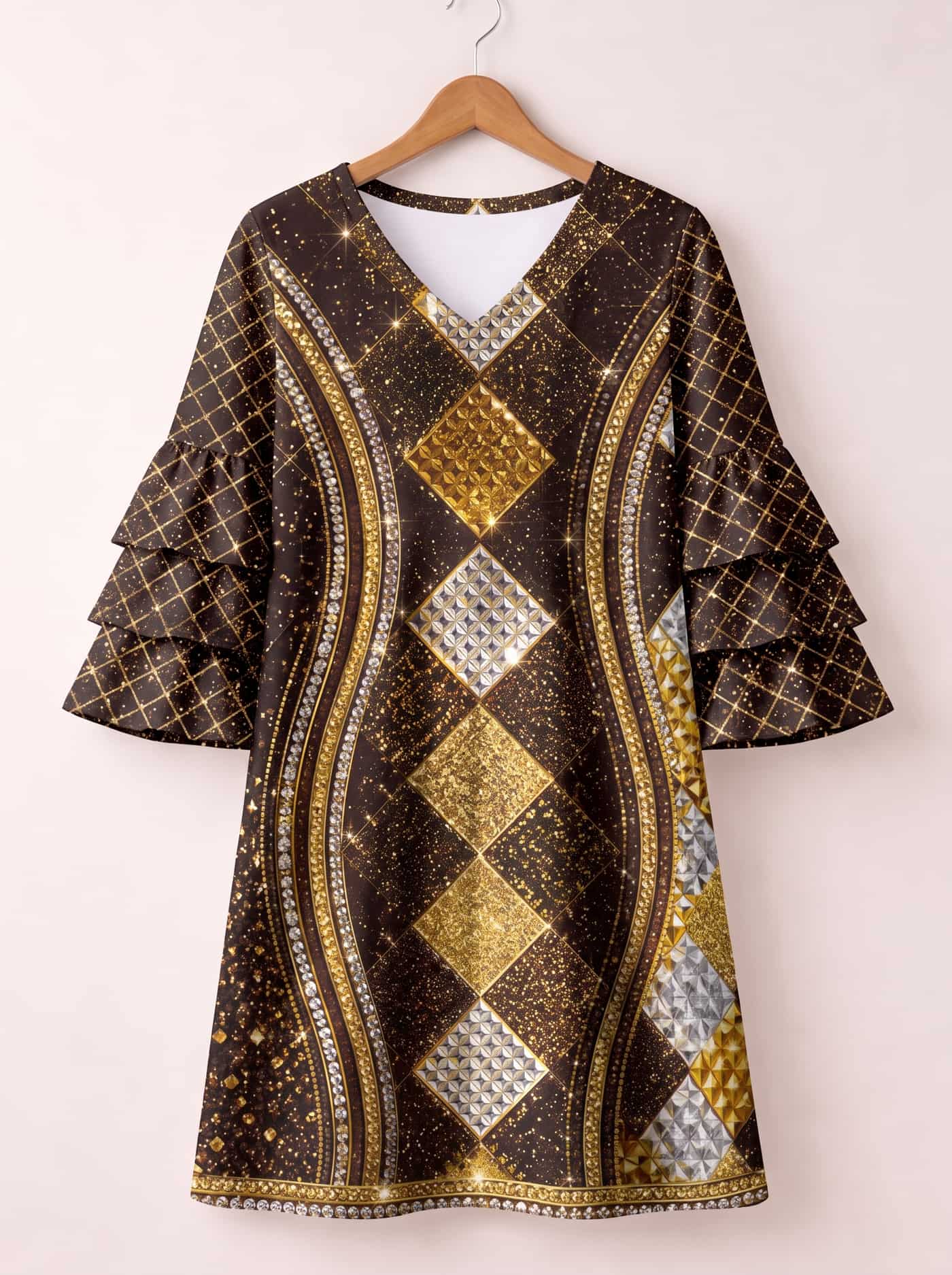 "Fataki" Stacked Ruffle Sleeve Dress