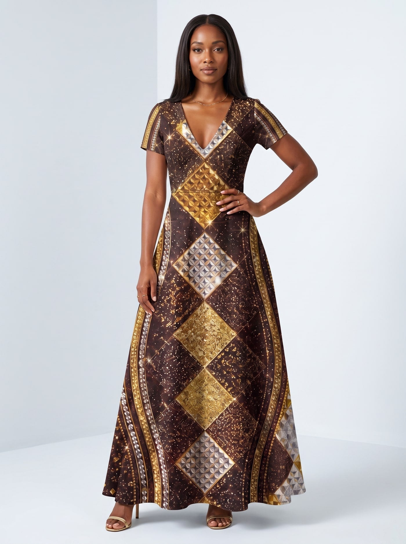 "Fataki" Short Sleeve Maxi Dress