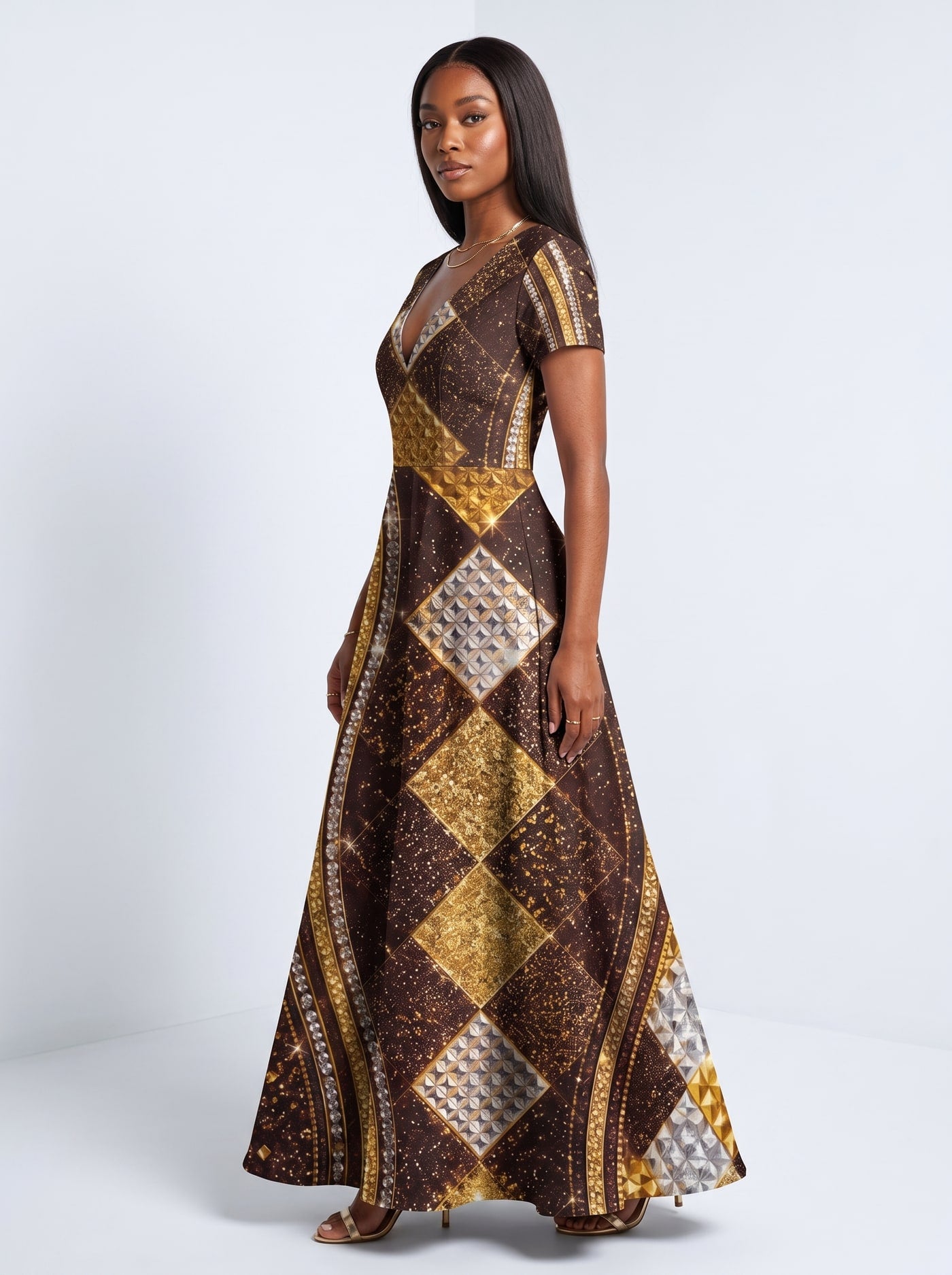 "Fataki" Short Sleeve Maxi Dress