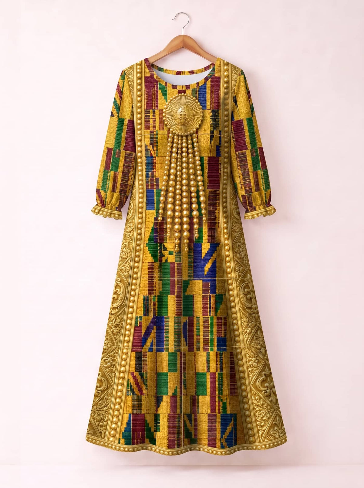 "Kente" Long Sleeve Maxi Dress Promo