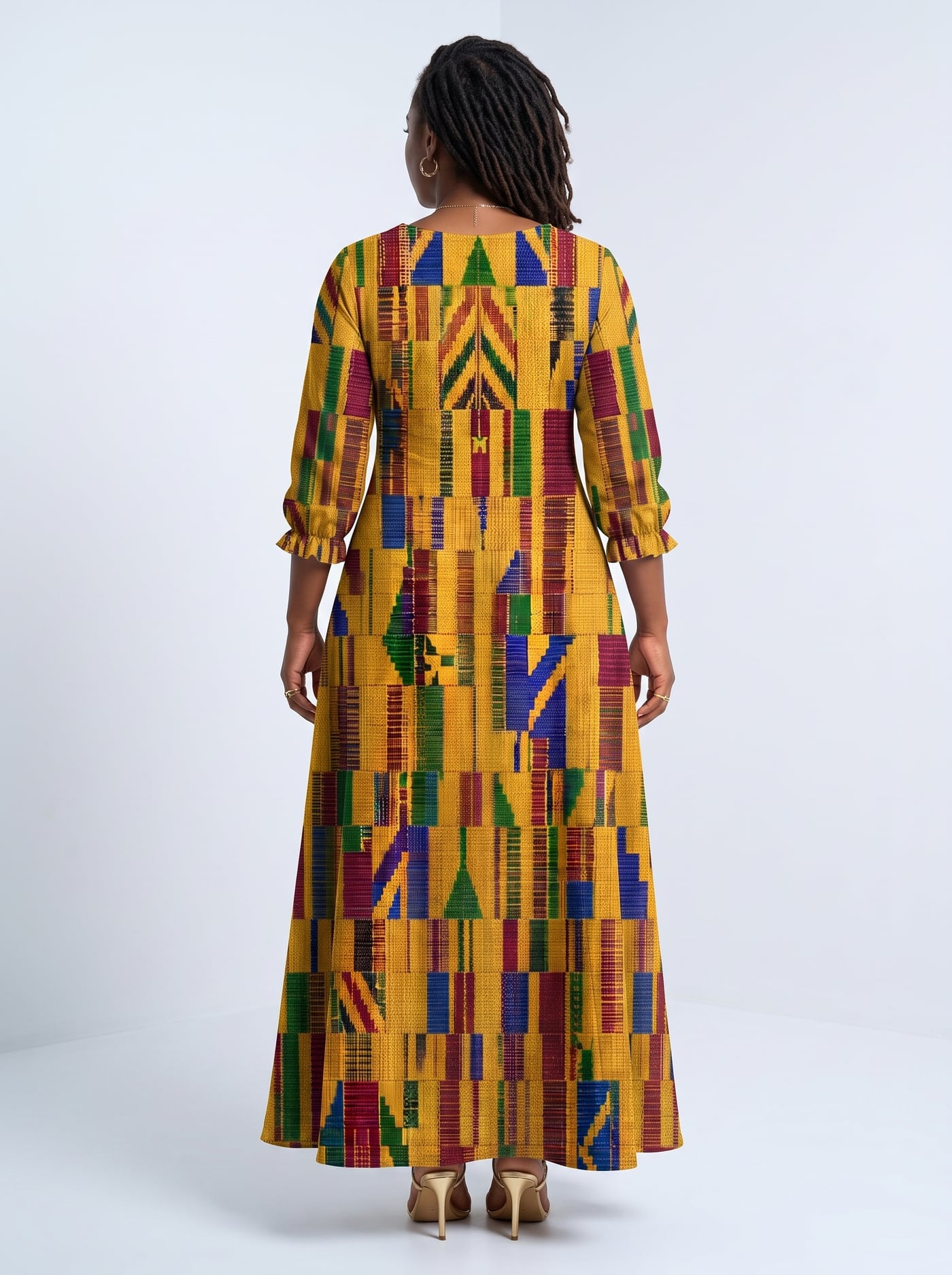 "Kente" Long Sleeve Maxi Dress
