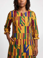 "Kente" Long Sleeve Maxi Dress