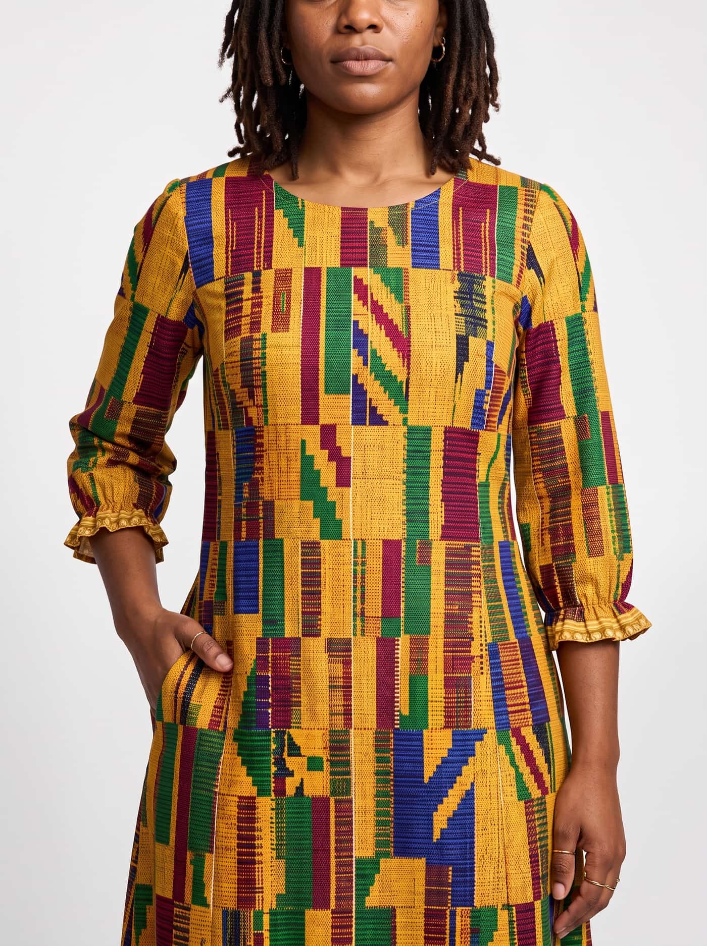 "Kente" Long Sleeve Maxi Dress