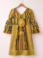 "Kente" Stacked Ruffle Sleeve Dress