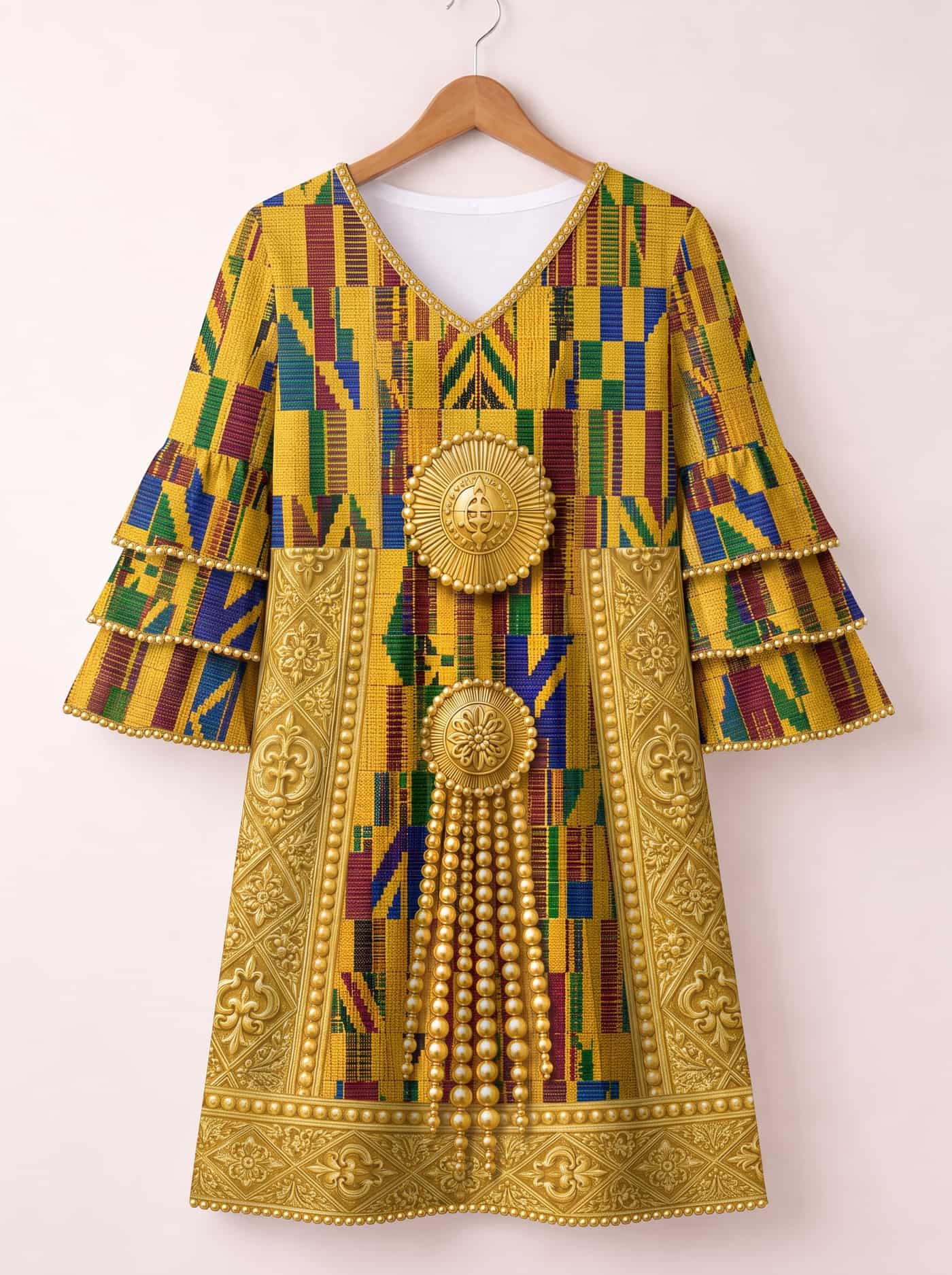 "Kente" Stacked Ruffle Sleeve Dress