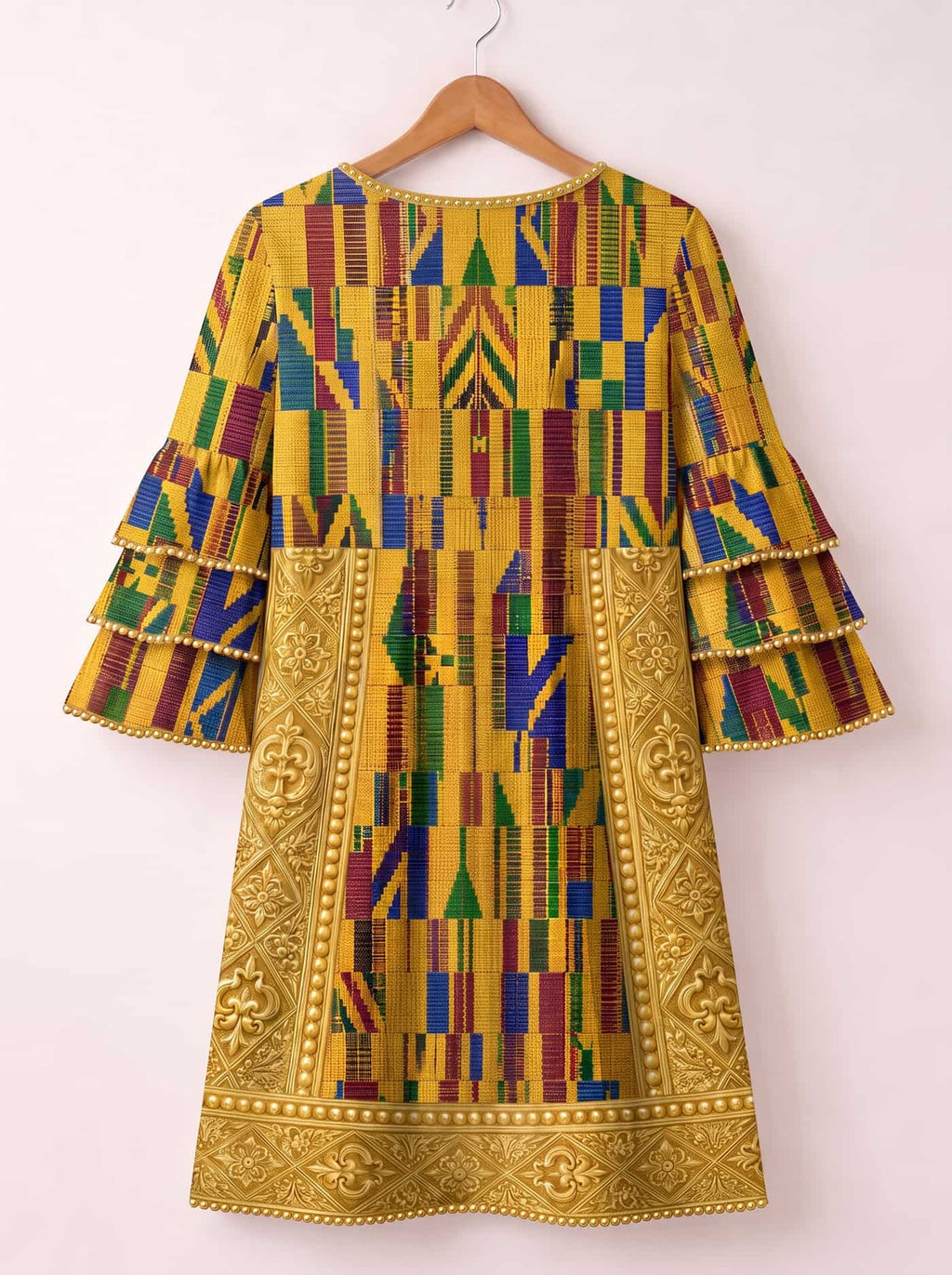 "Kente" Stacked Ruffle Sleeve Dress