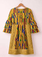 "Kente" Stacked Ruffle Sleeve Dress