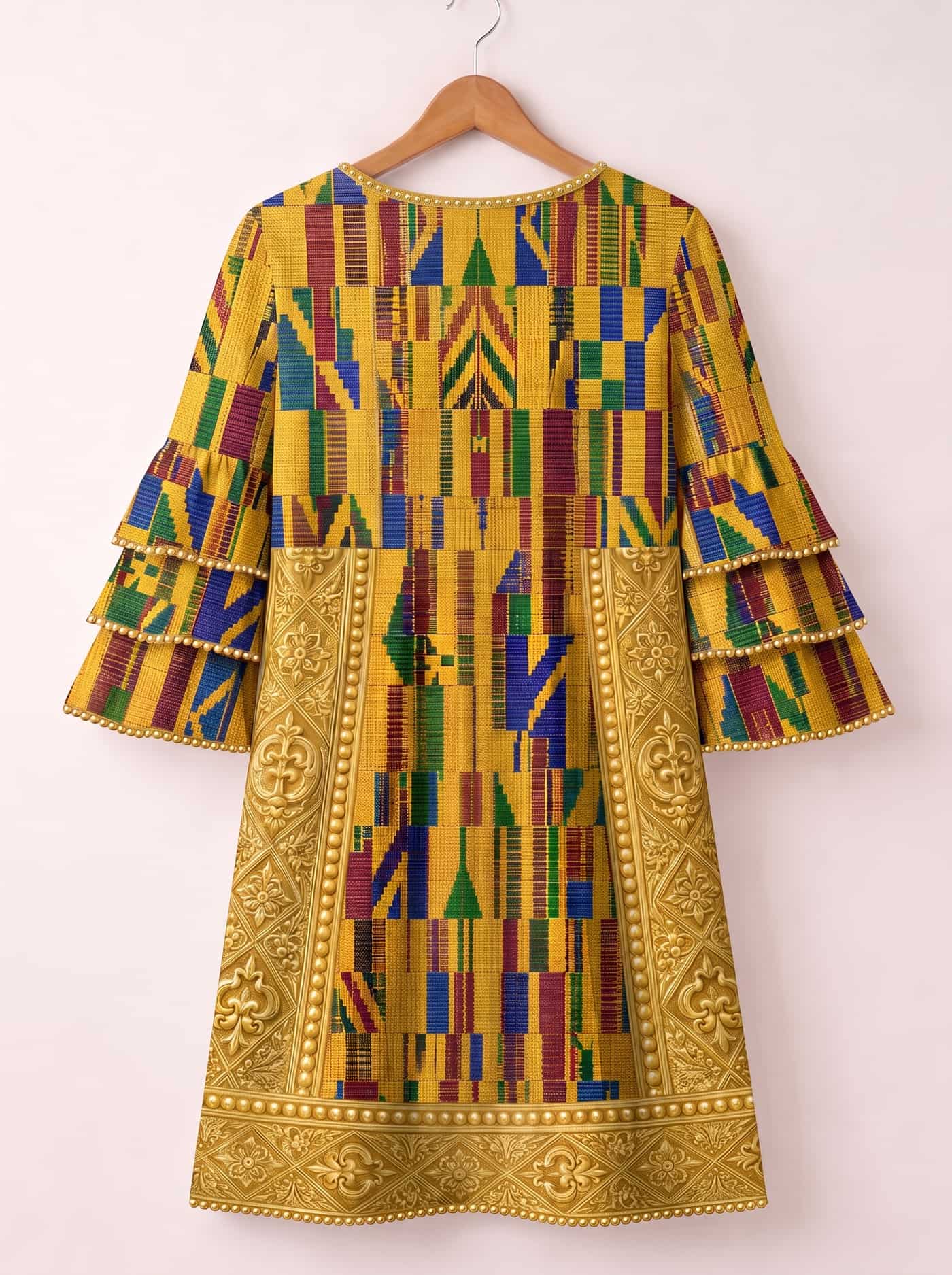 "Kente" Stacked Ruffle Sleeve Dress