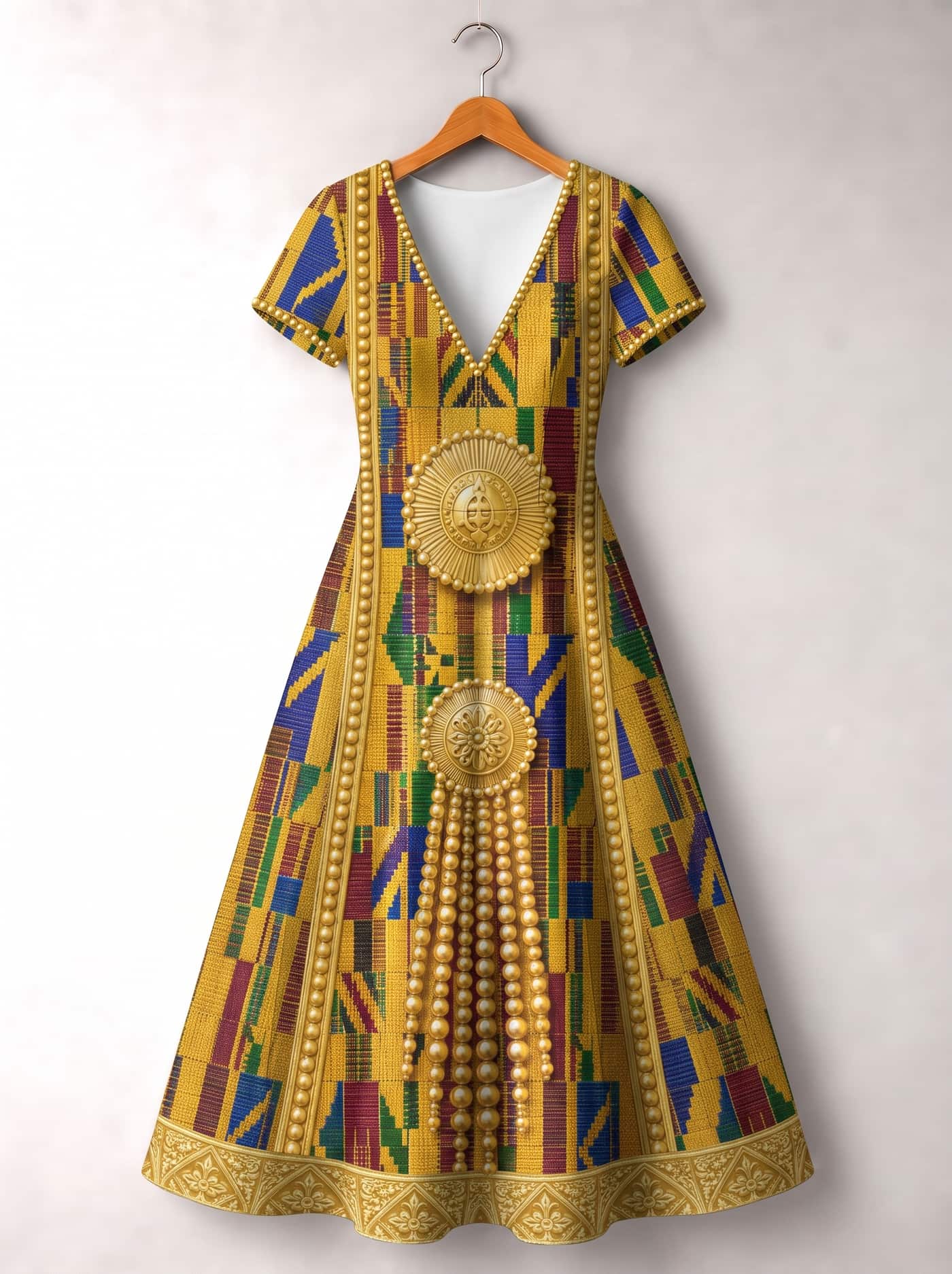 "Kente" Short Sleeve Maxi Dress