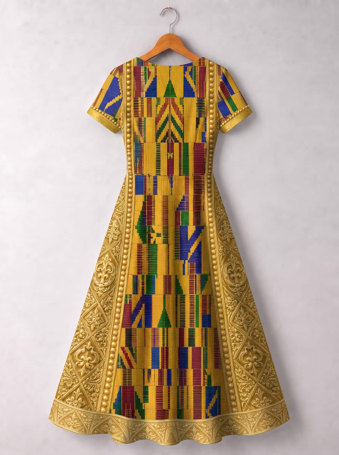 "Kente" Short Sleeve Maxi Dress