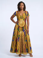 "Kente" Short Sleeve Maxi Dress Promo
