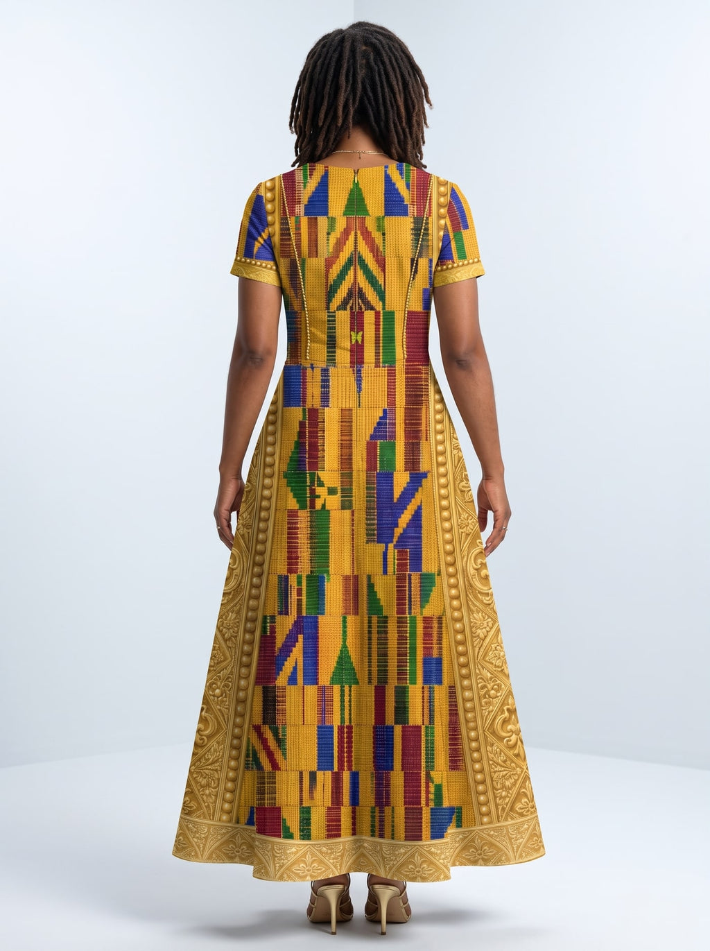 "Kente" Short Sleeve Maxi Dress Promo