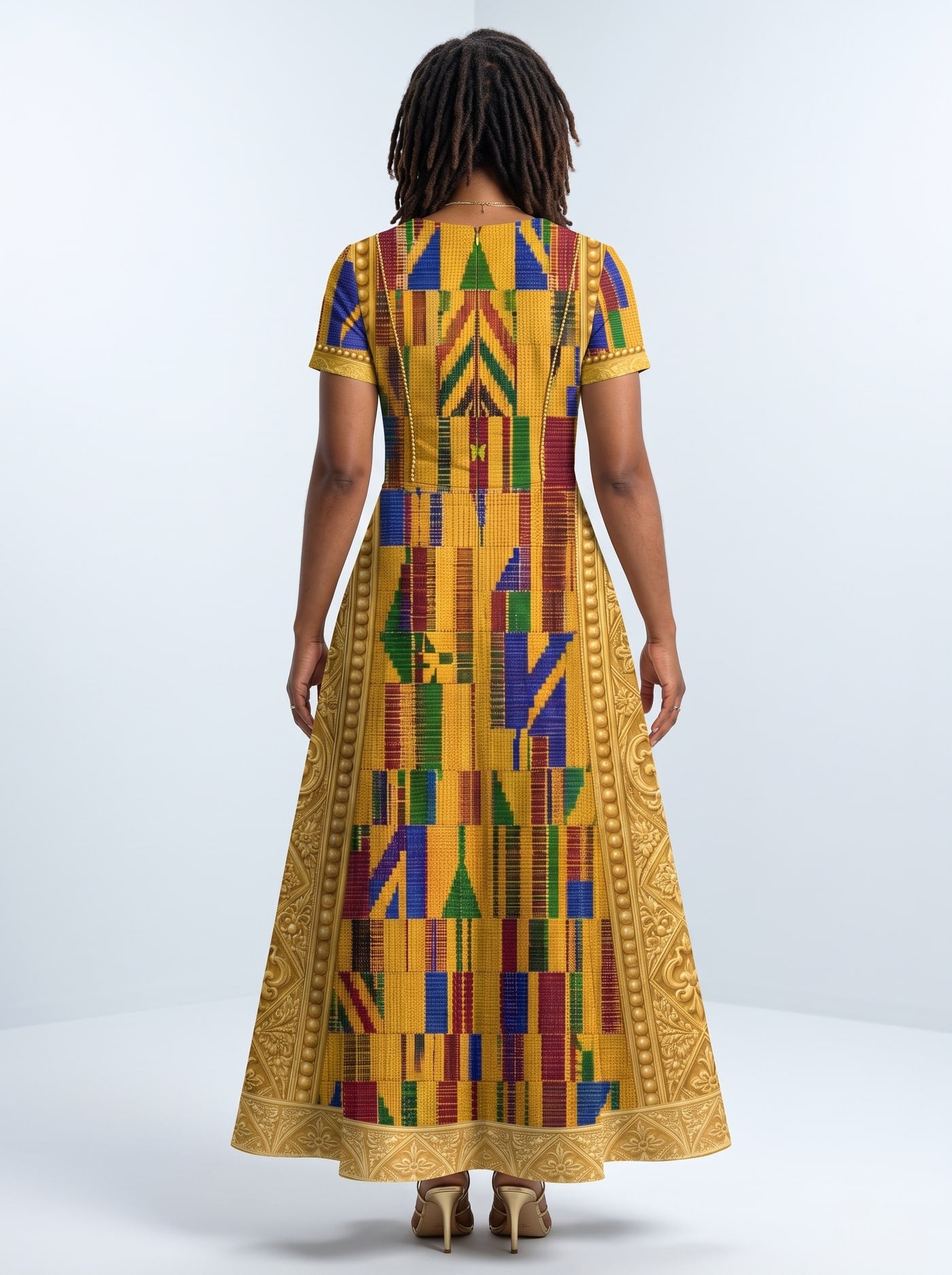 "Kente" Short Sleeve Maxi Dress