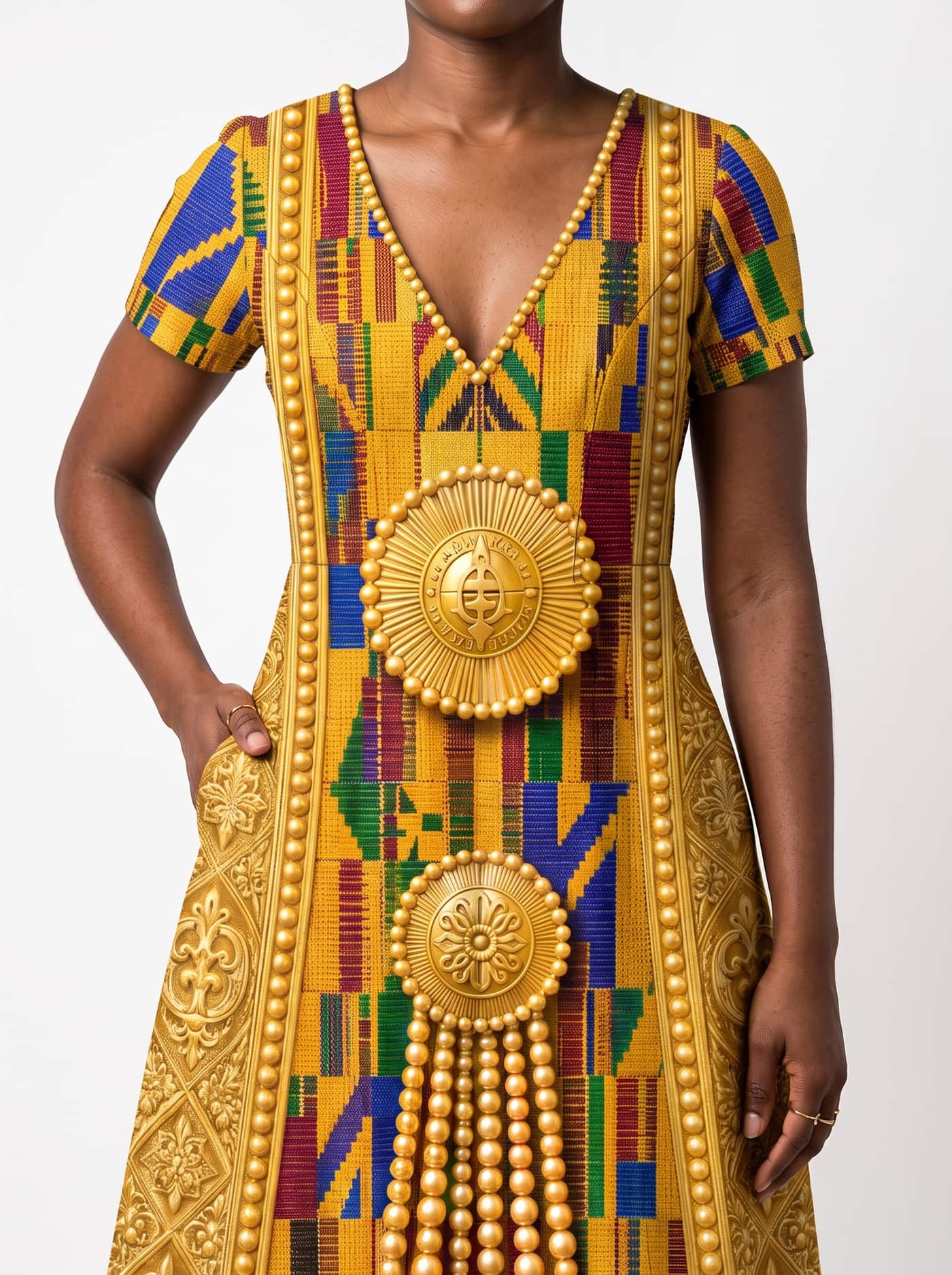 "Kente" Short Sleeve Maxi Dress