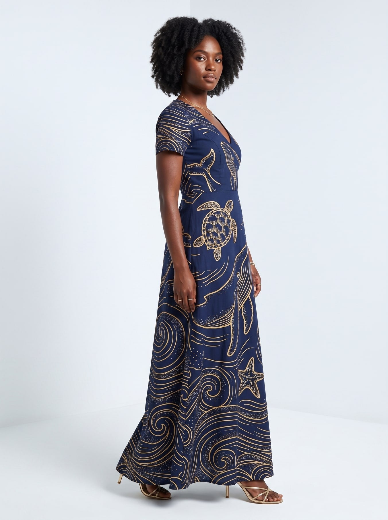 "Pwani" Short Sleeve Maxi Dress