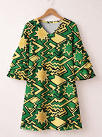 Emerald Sheba Stacked Ruffle Sleeve Dress