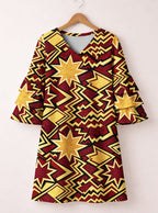 Burgundy Sheba Stacked Ruffle Sleeve Dress