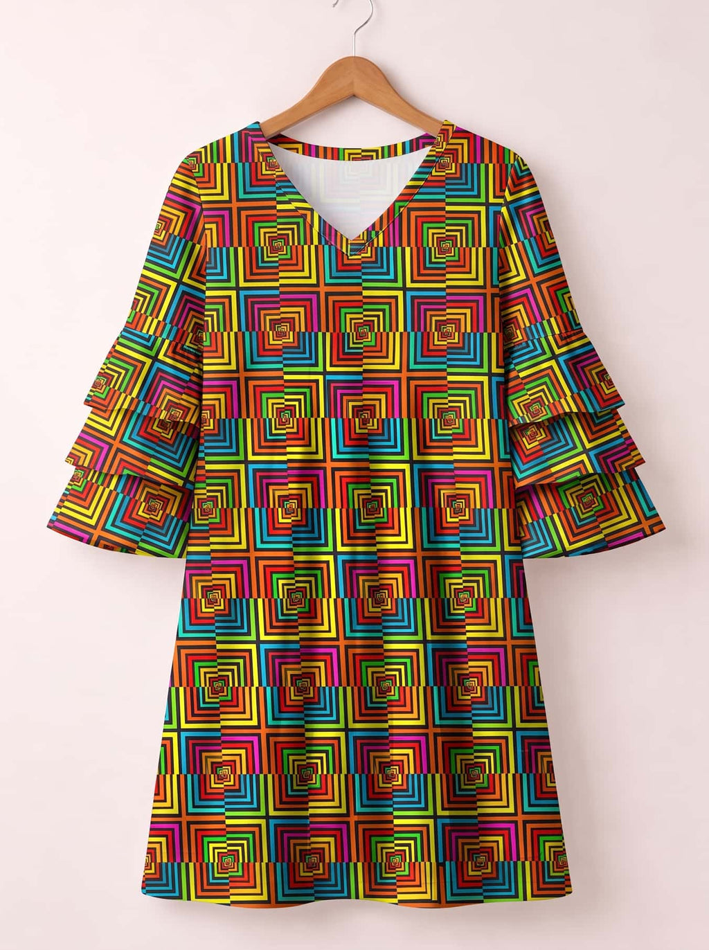 "Msonge" Stacked Ruffle Sleeve Dress