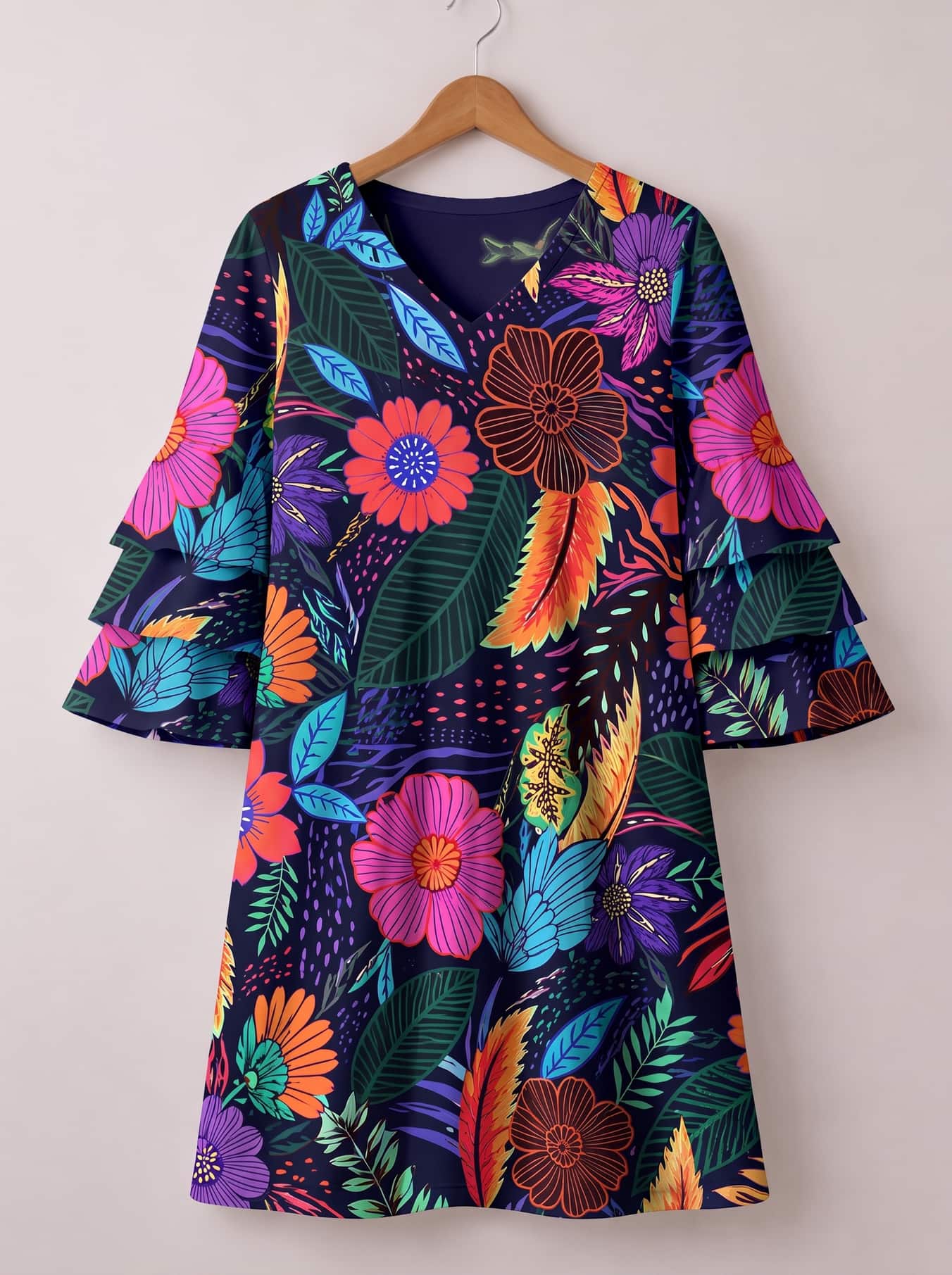 "Bustani" Stacked Ruffle Sleeve Dress