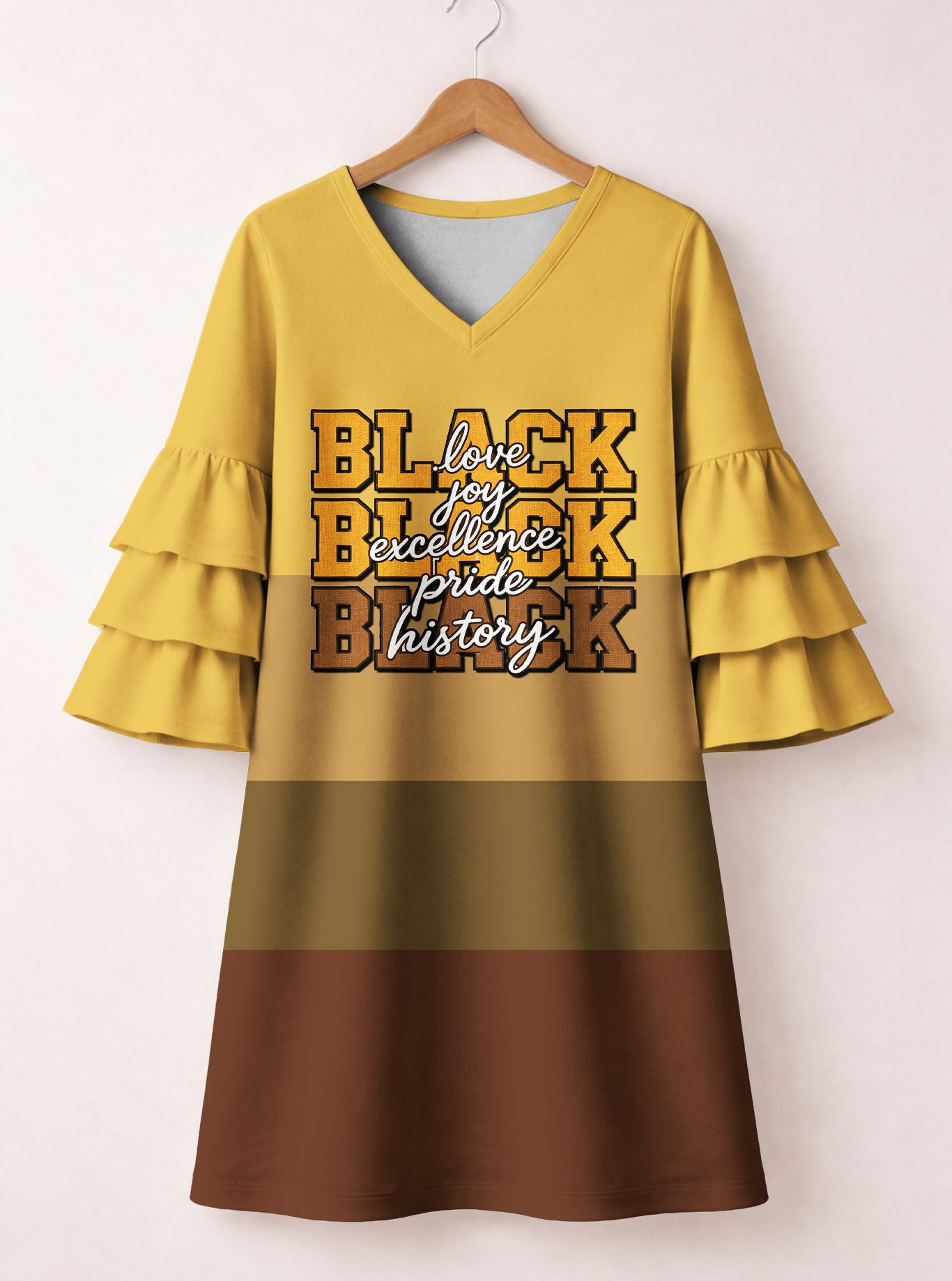 Black Excellence Stacked Ruffle Sleeve Dress