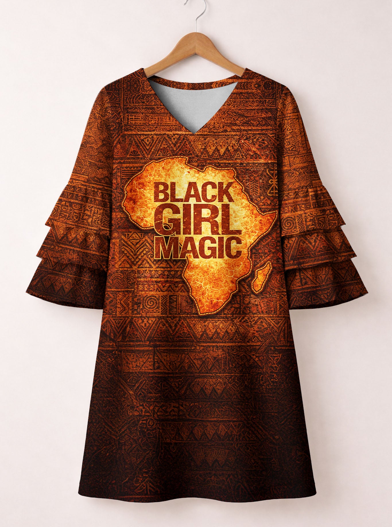 Black Girl Magic Stacked Ruffle Sleeve Dress