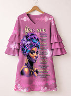 Pink Orchid Stacked Ruffle Sleeve Dress