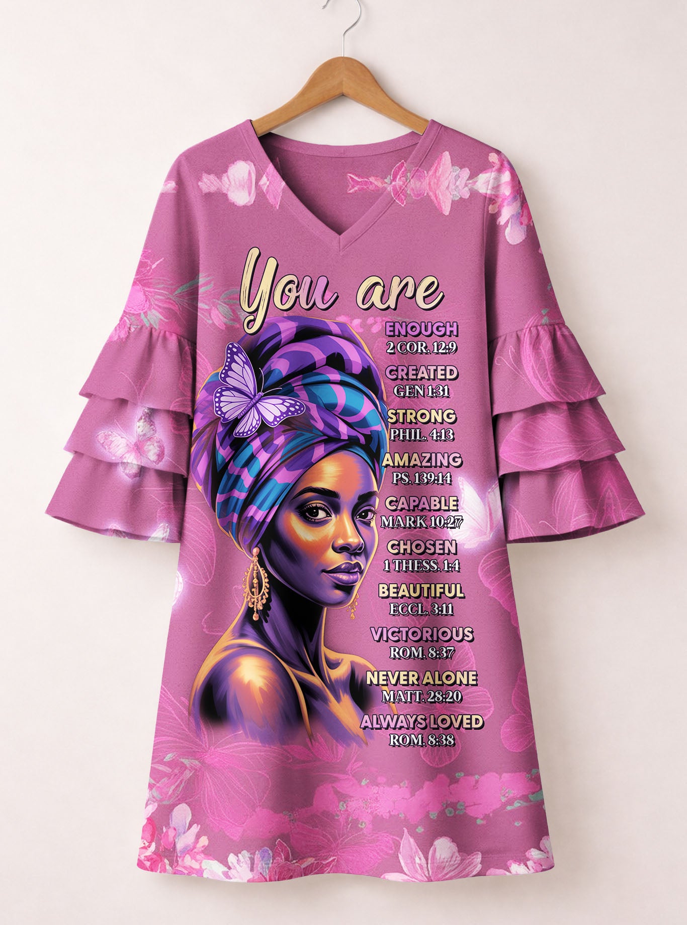 Pink Orchid Stacked Ruffle Sleeve Dress