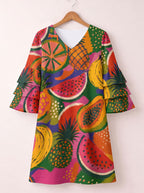 "Matunda" Stacked Ruffle Sleeve Dress