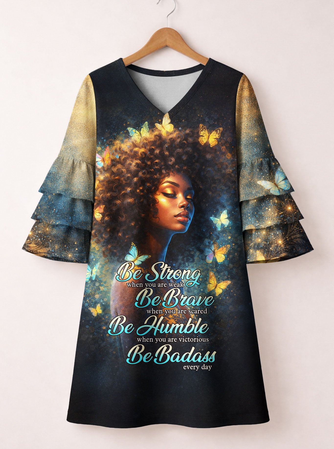 Badass Stacked Ruffle Sleeve Dress
