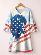 "Freedom" Stacked Ruffle Sleeve Dress