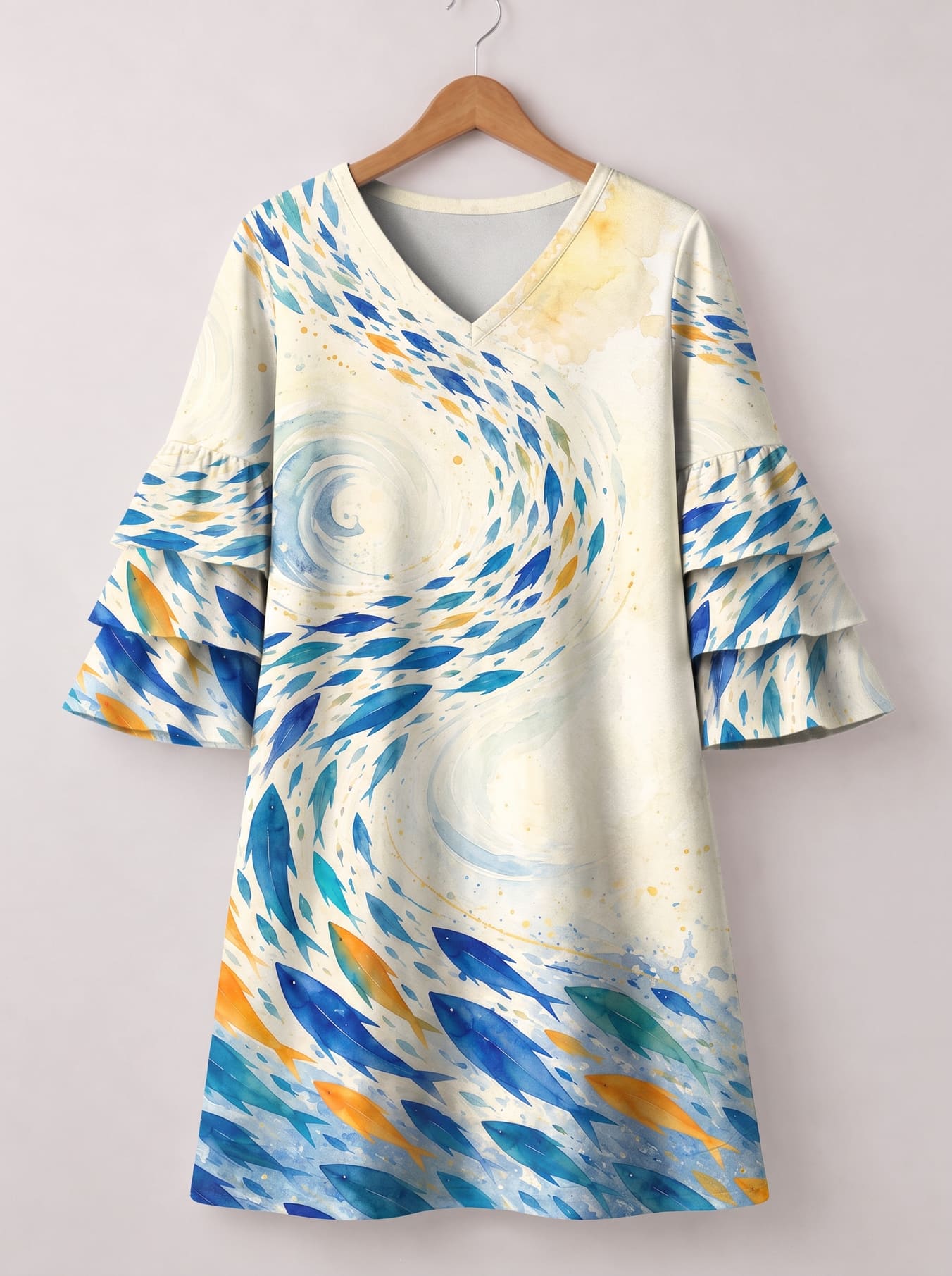 "Samaki" Stacked Ruffle Sleeve Dress