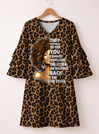 "Unstoppable" Brown Leopard Stacked Ruffle Sleeve Dress